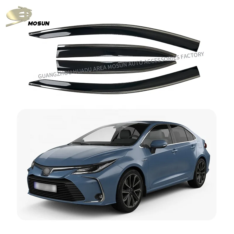 PMMA weather shield Deflector Injection Window Visor For TOYOTA COROLLA E210 SD 2019+ Stainless steel trim Rain Guard 2024 2025