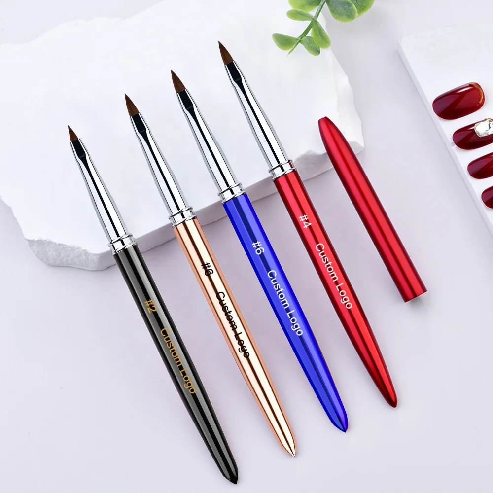 Customized Logo 3D Brush Kolinsky #2/4/6 for Flower Nail Supplies Pincel Acrylic Pure Kolinsky Professional