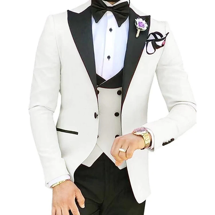 White wedding bespoke turkey formal high quality slim fit tuxedo men suits 3 pieces