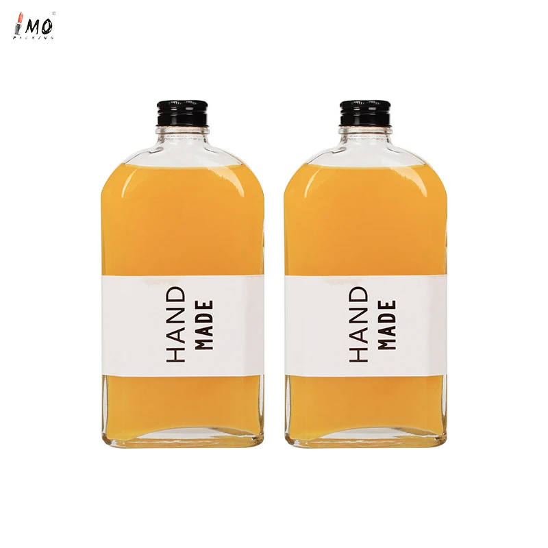 500ml transparent glass milk tea bottle ins high-value aluminum cap sealed homemade small bottle empty bottle