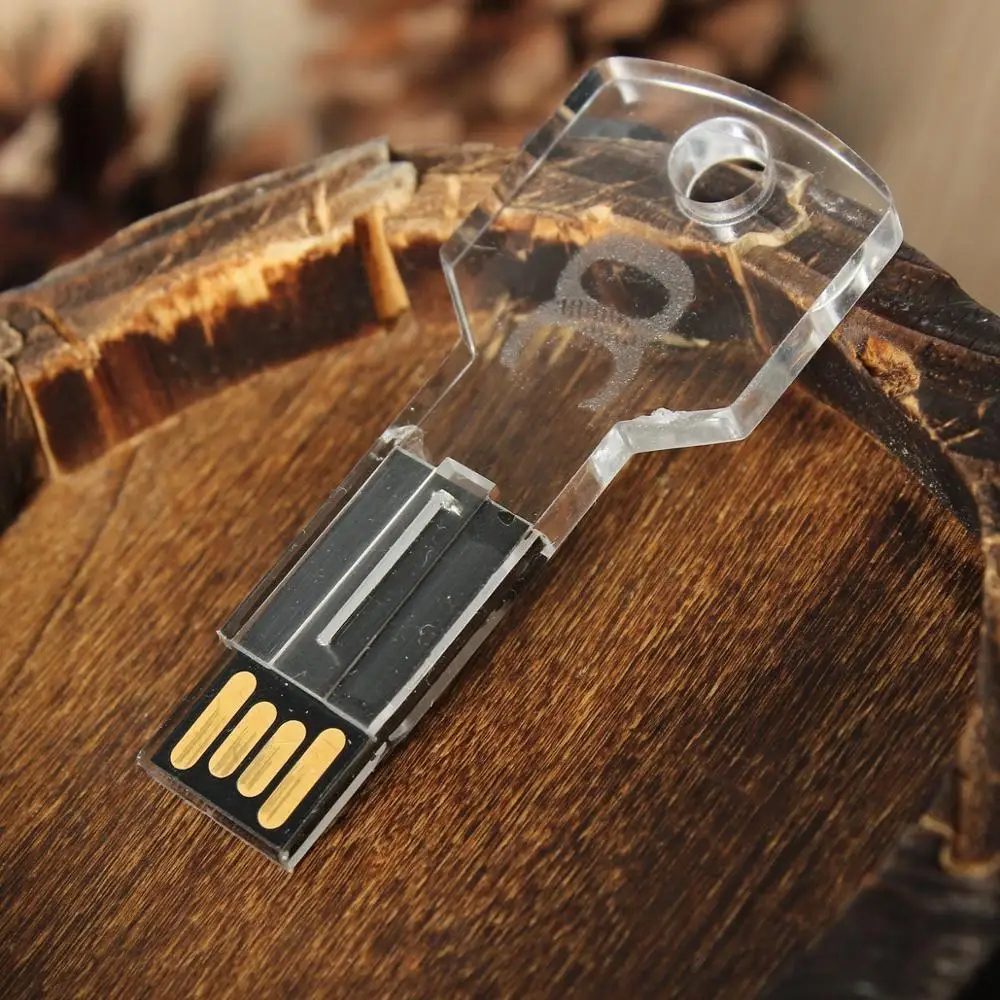 Customize logo Key shape Free storage of data Transparent LED light 32gb 64gb USB 2.0 flash Memory Stick Thumb Drive
