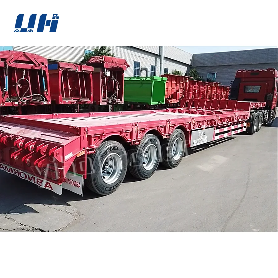 Mechanical Suspension 2/3/4 Axle Lowbed Trailer Brand Parts Low Bed Trailer 100 Ton for Africa