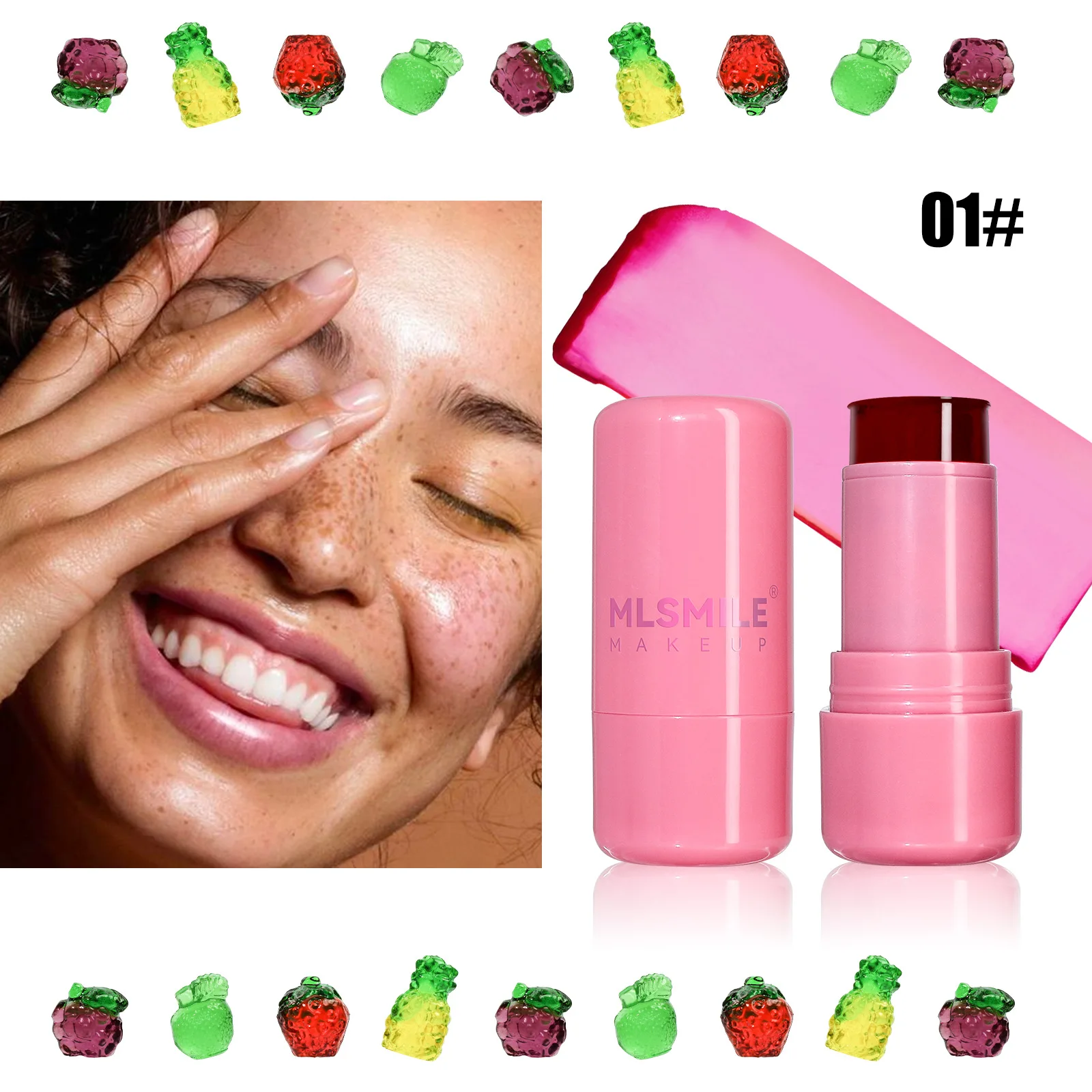 Hot Selling 4-color Brightening Blush Stick Contouring Brightening Color Easy Apply 2 In 1  Lip Cheek Jelly Blush Stick