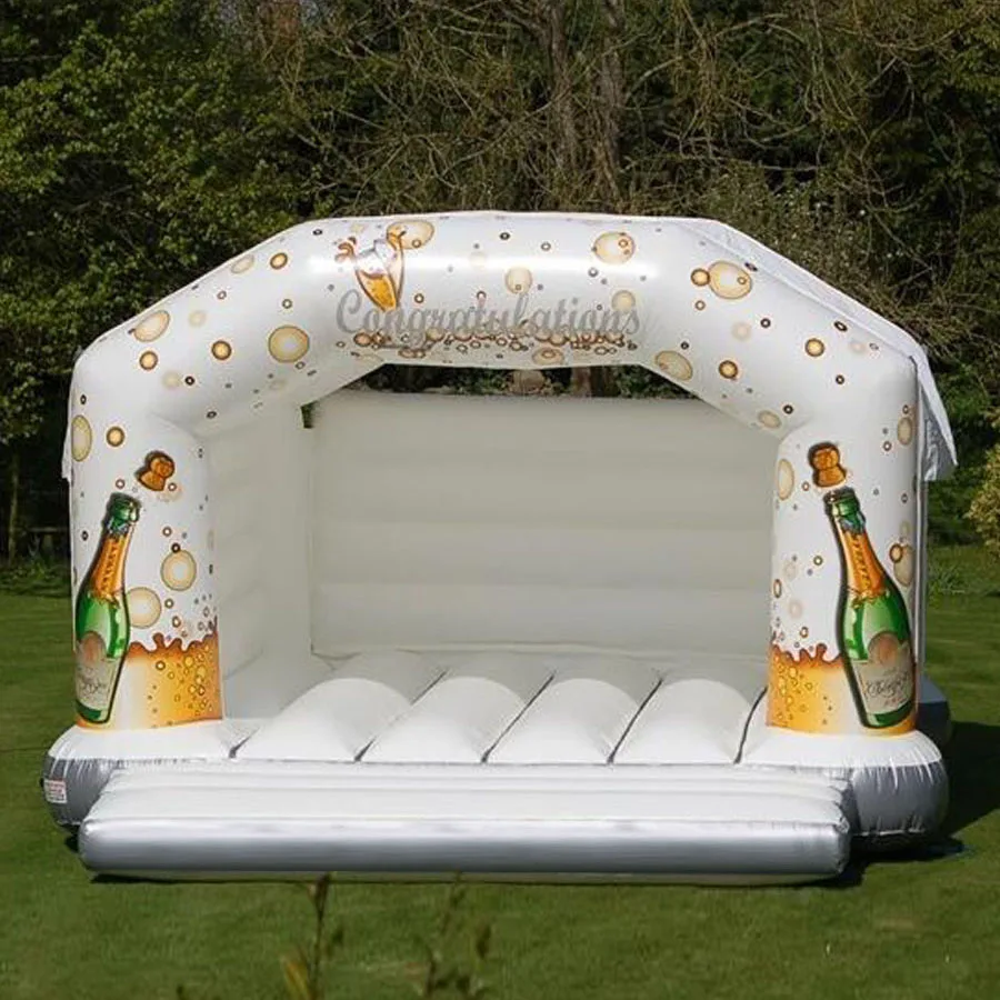 3.5x3.5m adults wedding all white bounce house with roof made of 610g/m2 pvc tarpaulin from China inflatable factory