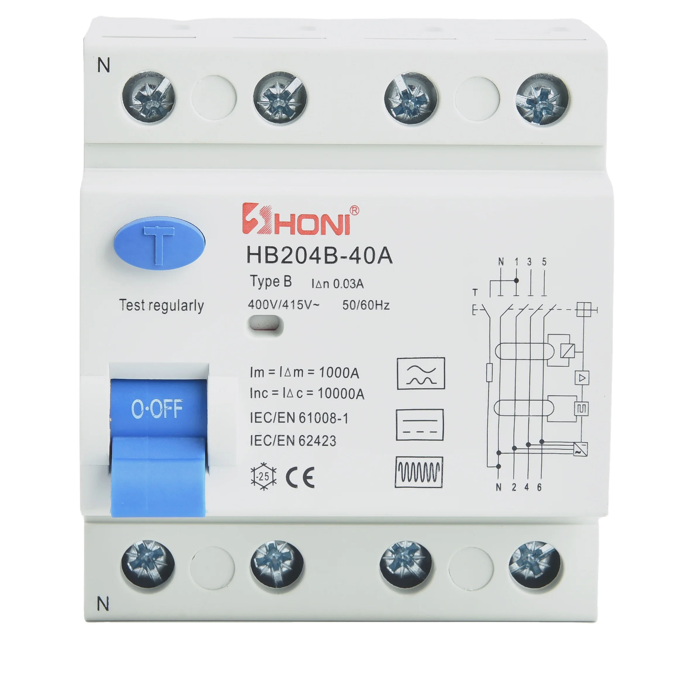 Solar system Type B RCCB 2P 4P  40A 10ma 30ma 100ma 300ma  residual current circuit breaker