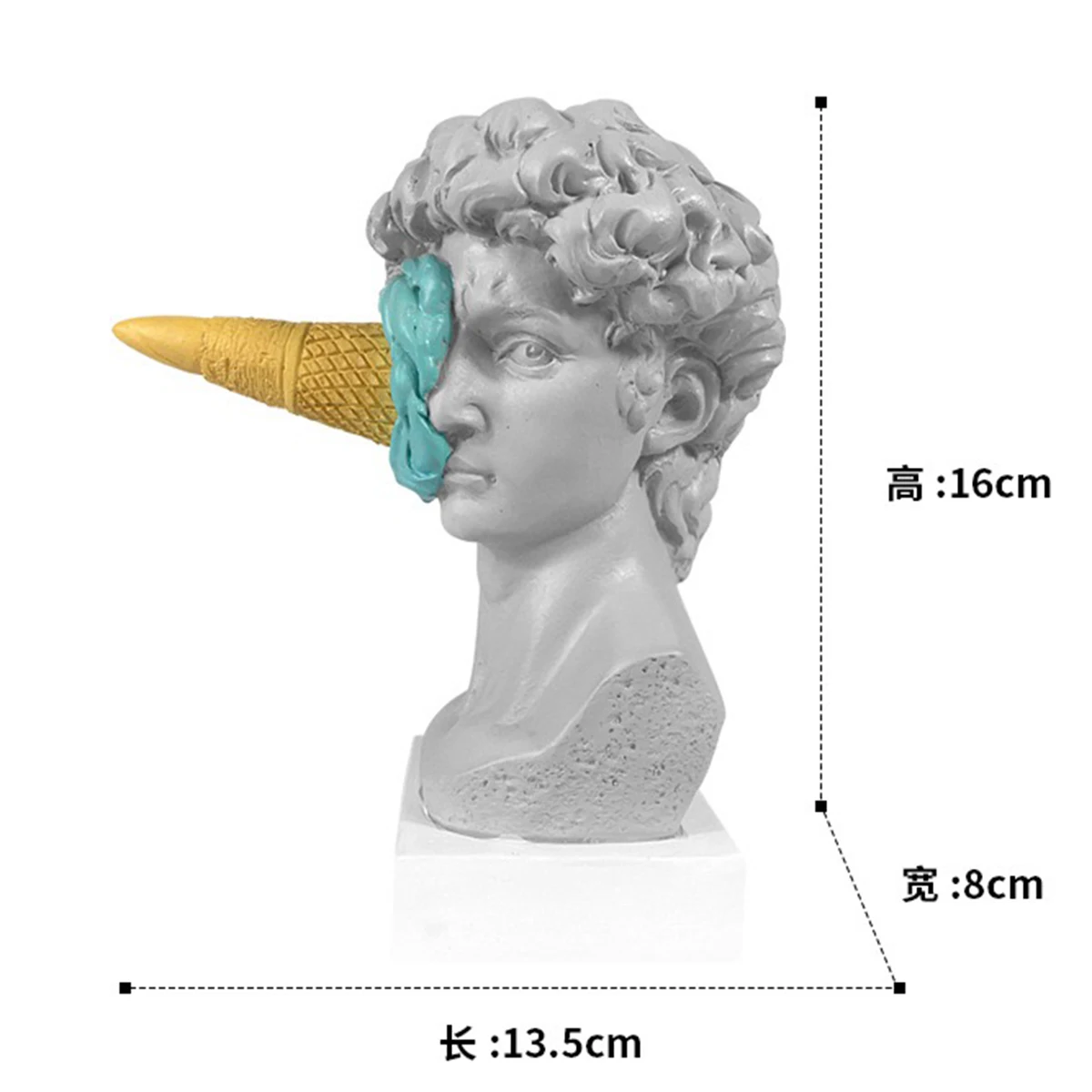 Folk Art Resin Crafts modern greek sculpture ice cream david resin ornament Famous figure statue Home Decor For Gifts