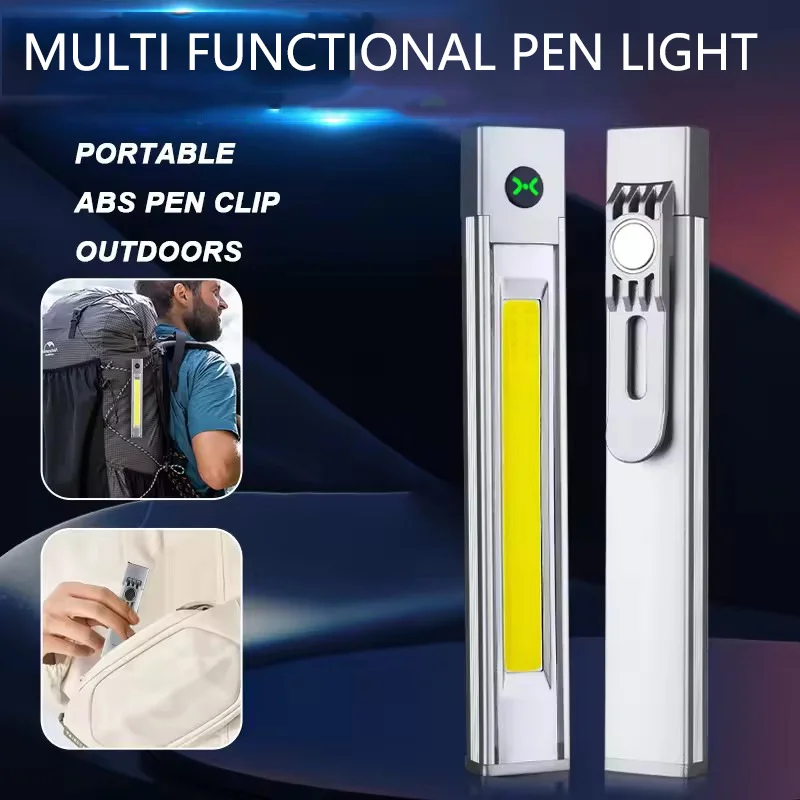 New Design Side COB Flashlight Pen Clip Strong Magnet Infrared Laser Outdoor Portable Work Light Flashlight