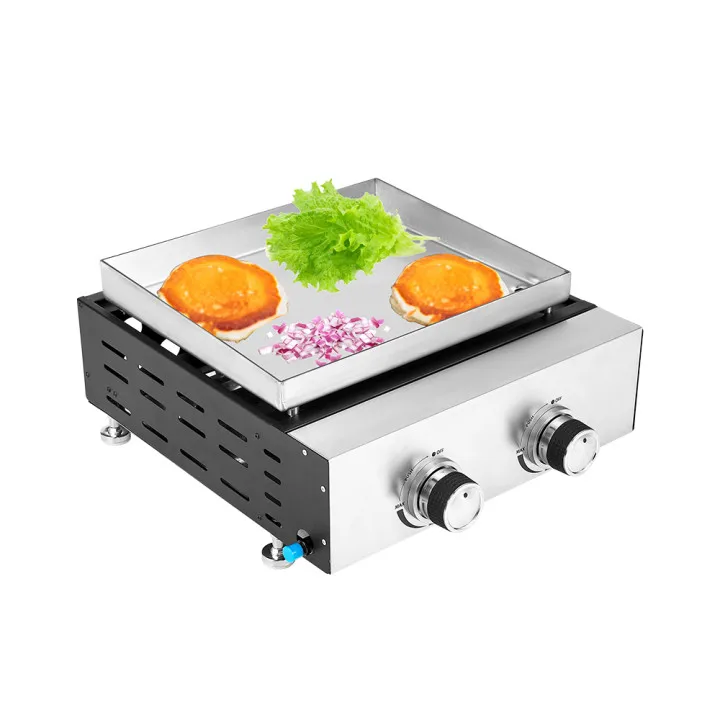 BBQ gas grill cooktop double burner stove portable and durable stainless steel grill