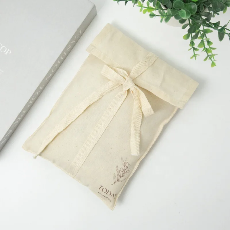 Custom logo printing Cotton envelope drawstring bag Natural Luxury Promotional product Envelope Dust Bag