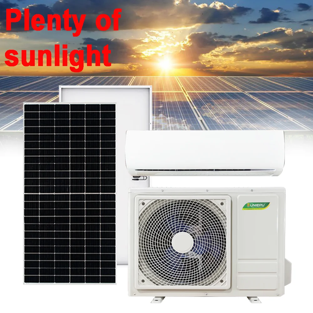 12000/18000/24000Btu climaterseur Solaire новый энергоблок переменного тока на солнечном гибридном кондиционере с солнечными панелями