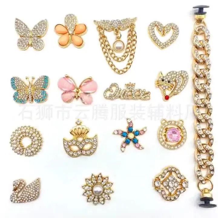 Wholesale Luxury Bling Croc Charms Metal Designer Charms Diamond Shoe Charms Decoration