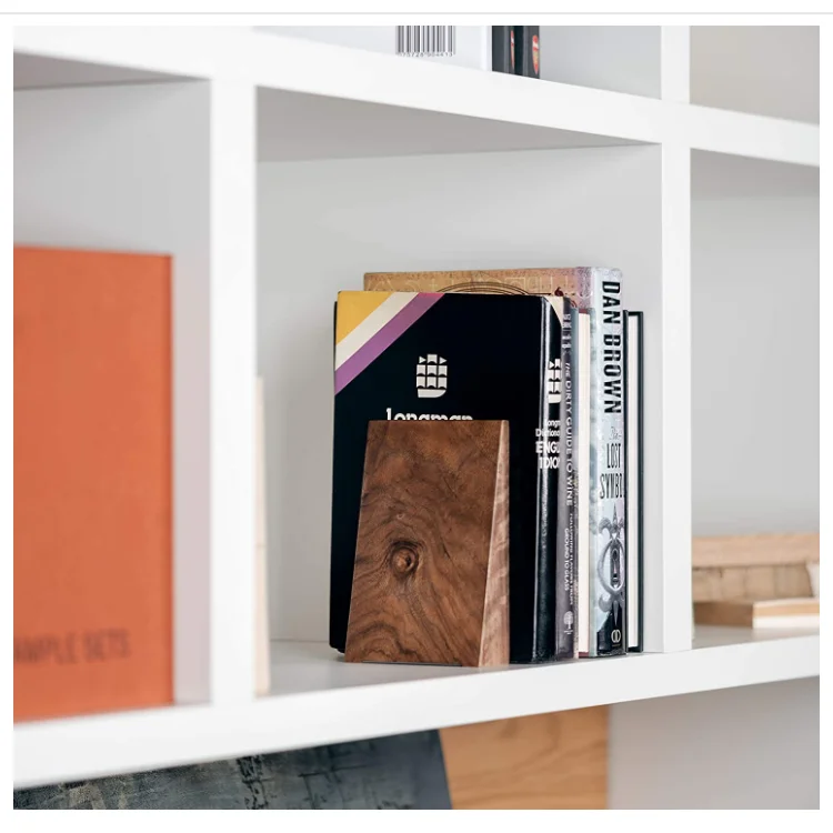 Hot sale book ends for shelves office decorative handmade wooden bookends modern