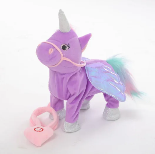35cm hot selling kawaii plush toy sing and walking electronic unicorn