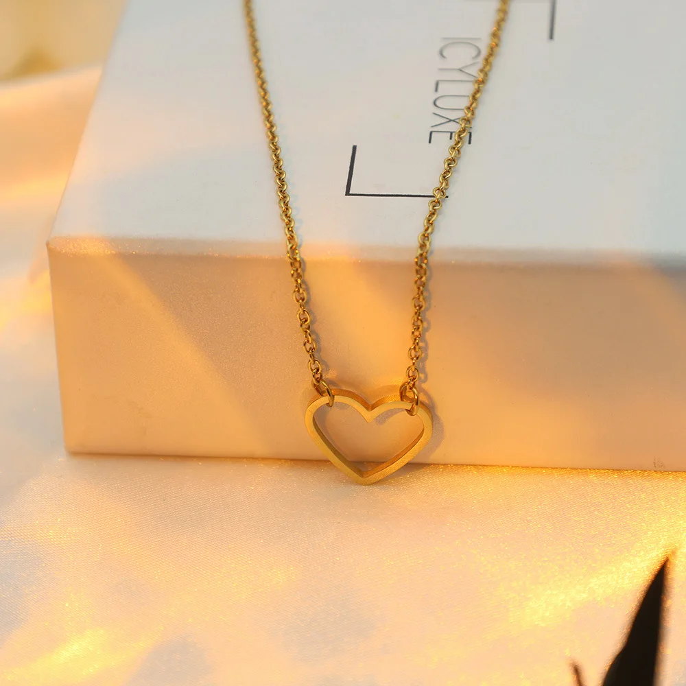 Fashion Stainless Steel 14k Gold Filled Cross Heart Pendant Necklace Charm Chain Choker Necklace Women Jewelry