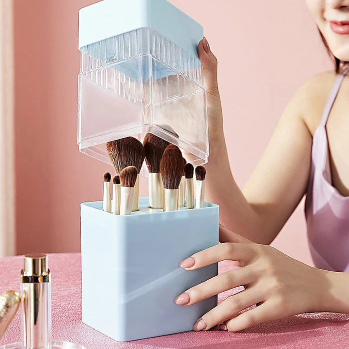 clear window cap Dust-proof Brush Storage Artist Brushes Travel cosmetic Bag Stand-up Makeup Cup Brush Holder