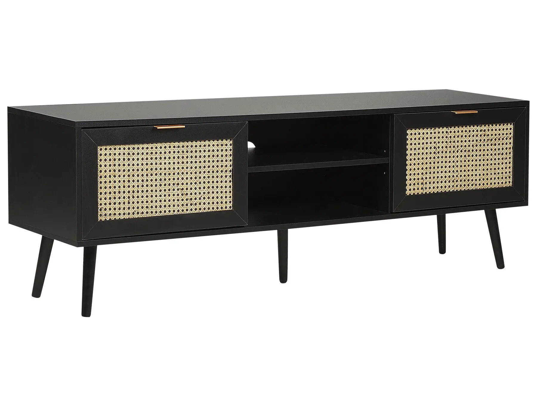 Black Rattan  floating tv stand unit cabinet by me tv rack wall units designs rack para tv for living room