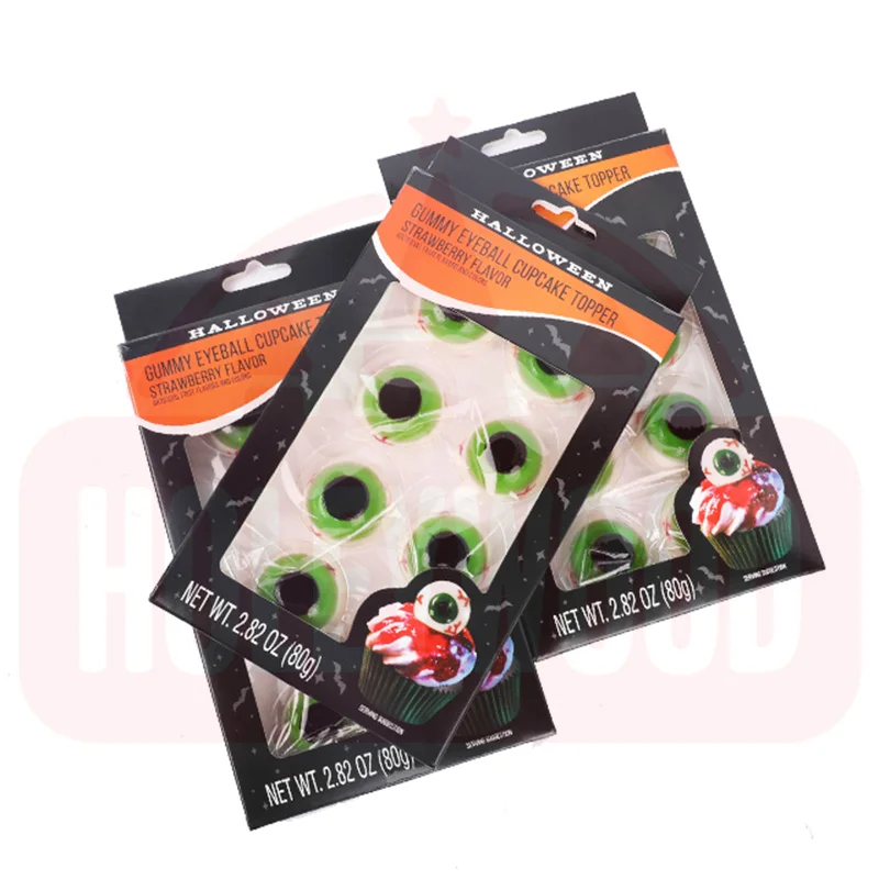 Holeywood 3D Gummy Candy 80g Bloodshot Eyeball Mixed Fruit Chewy Fudge Sour Mint Halal Halloween Prank Fruit Chewy Sour Mint