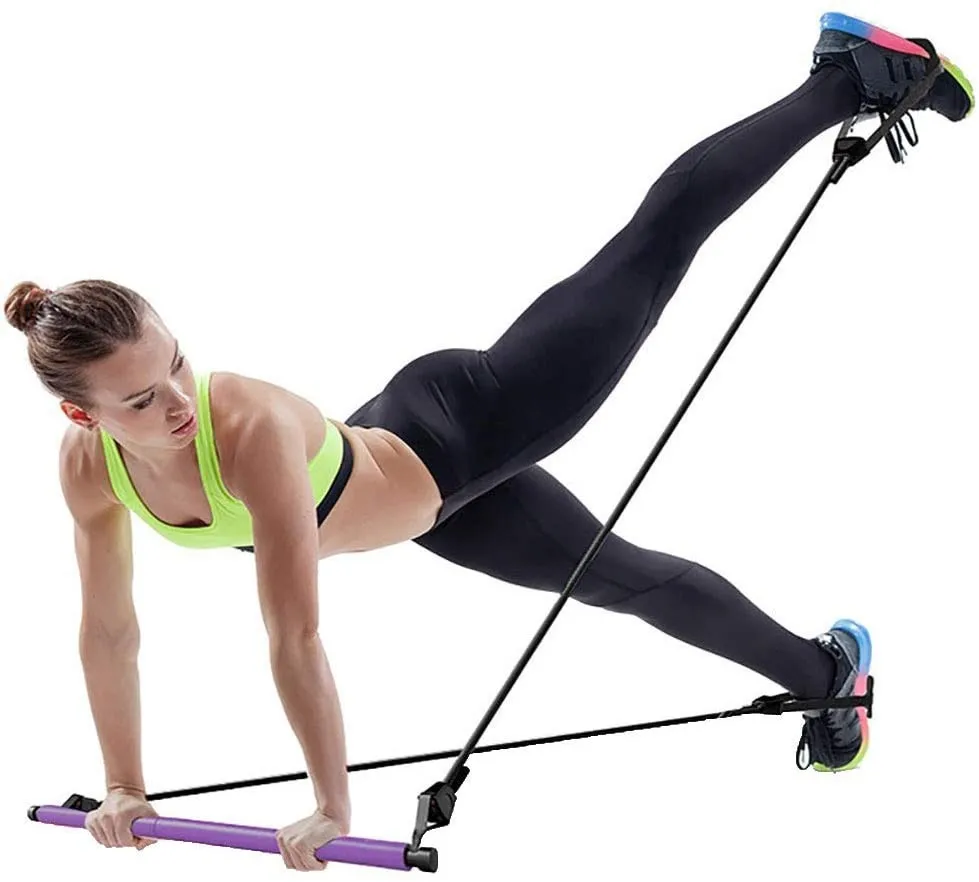 Pilates Stick Bar Resistance Band Bar Home Gym Portable Pull Rods Body Workout Yoga Fitness Stretch Stick Bands Rope