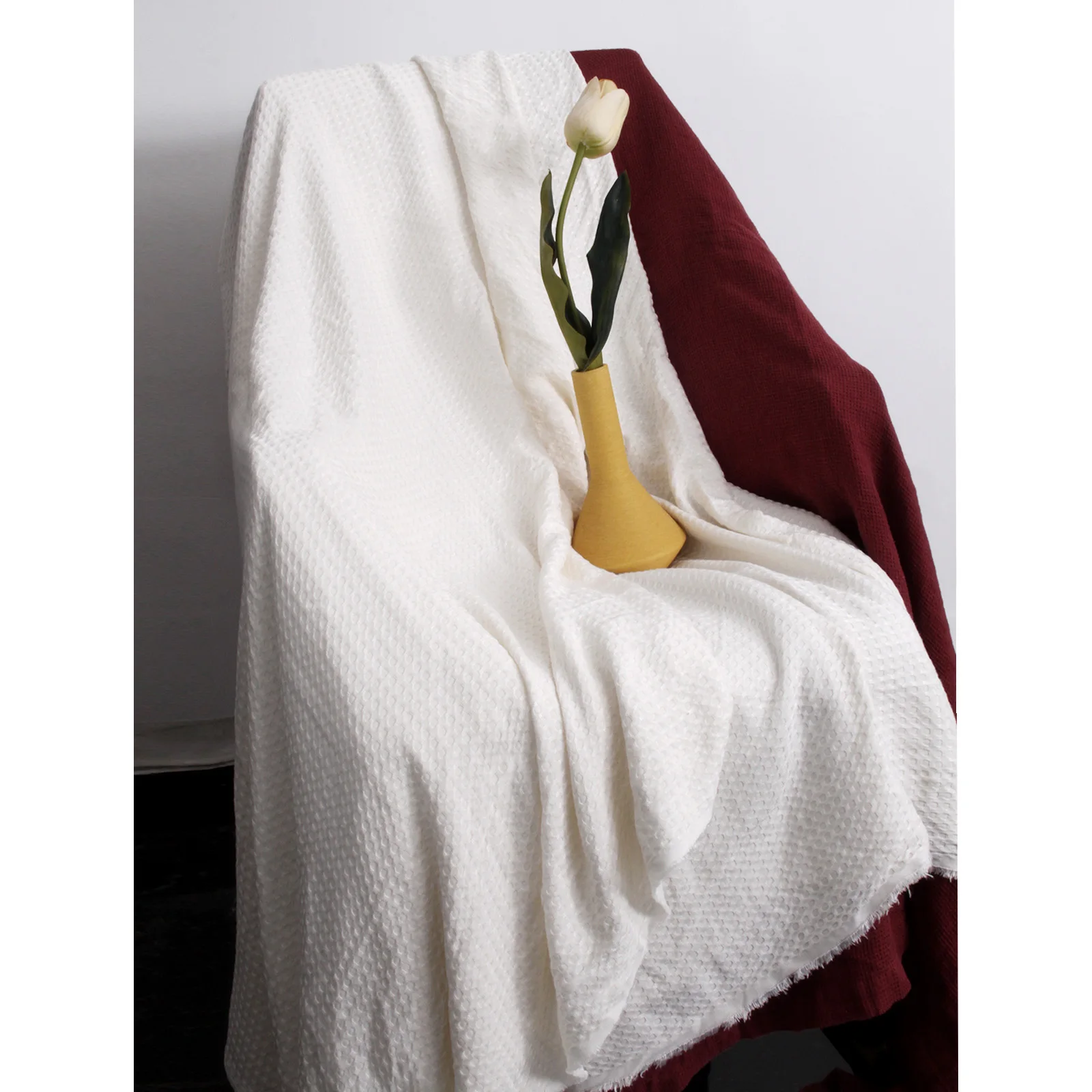 Custom Organic Bamboo Waffle Throw Bed Sofa Couch Decorative Blanket honeycomb Super Soft for Baby Blanket Eco-friendly