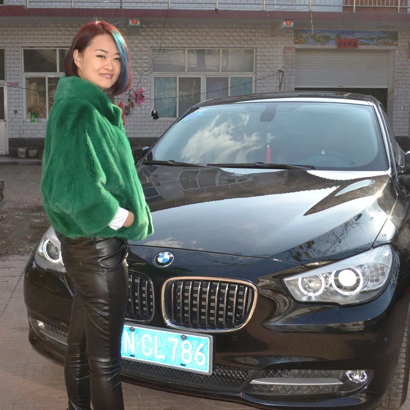 Custom-made new imported mink fur coat ladies mink fur and mink mid-length coat