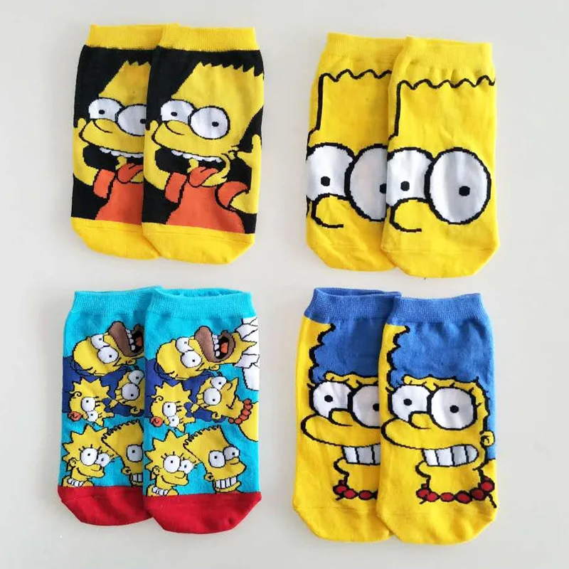 
Hot Selling Popular Unisex Socks Funny Cartoon Simpson Character Breathable Cotton Ankle Funky Couples socks 
