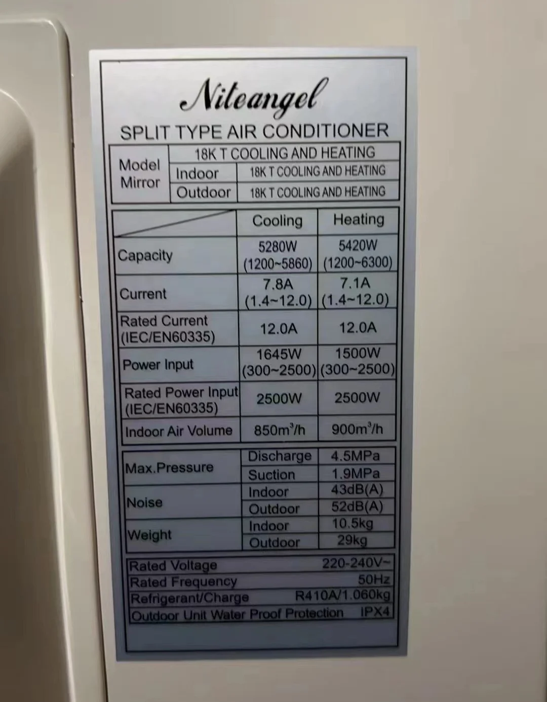 220V 50HZ Wall Mounted Air Conditioner Power Saving Home Split Air Conditioners 18000Btu Inverter Air Conditioning Cheap Price