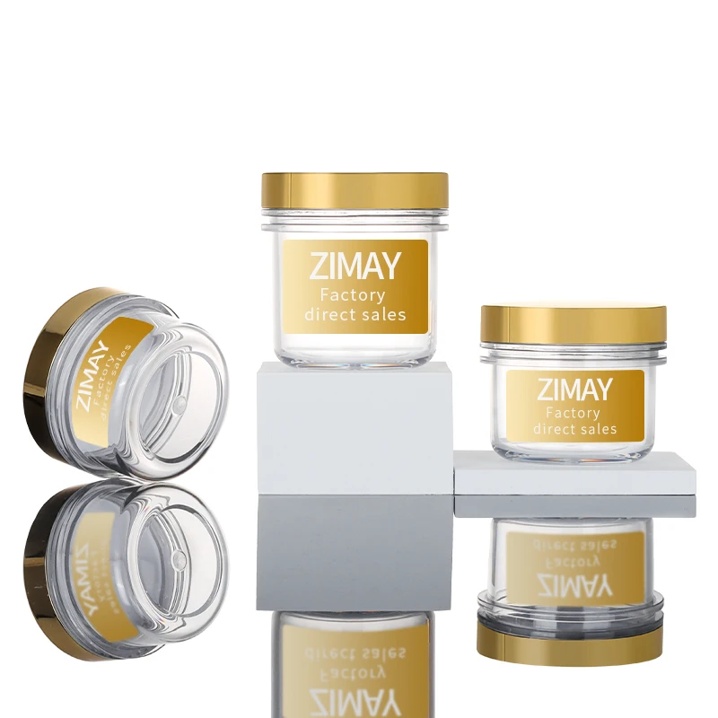 Custom gold cap multi capacity skin care cream container transparent plastic body butter jar wide mouth body butter jars
