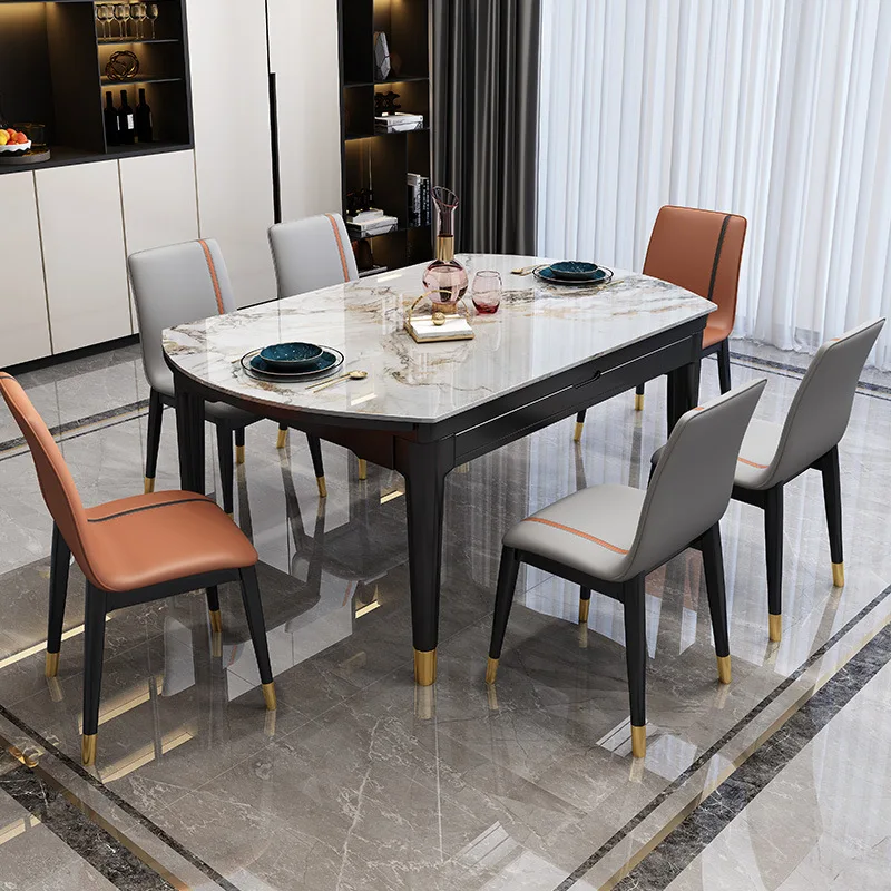Restaurant Chairs and Tables Dining Room Rectangular Aluminum Table Base Modern Marble Dining Table Set