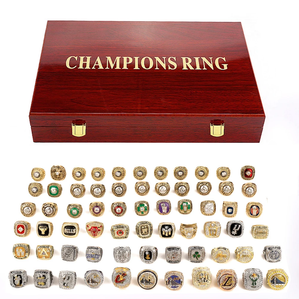 New 1957-2022 Basketball Championship Rings Hip Hop Jewelry Mens 66 Pieces Chunky Knuckle Ring Set With Wooden Box
