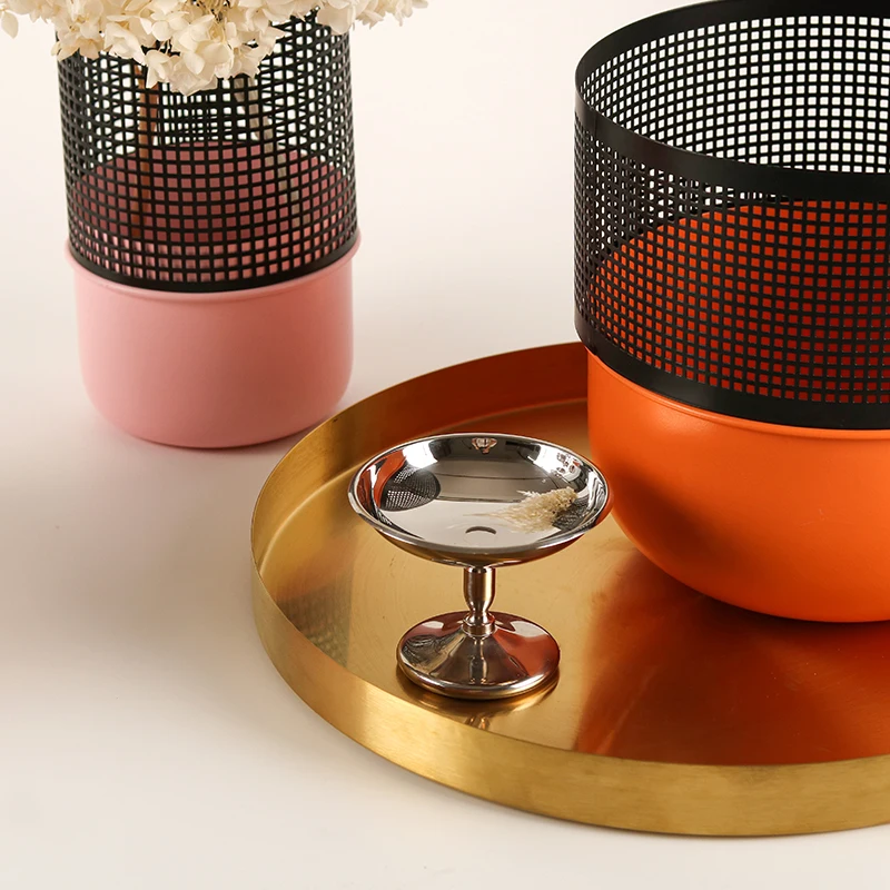 Gold-plated brushed stainless steel tray Chef Dish Sets Serving Platter Fine Dining Restaurant Dinner Plate