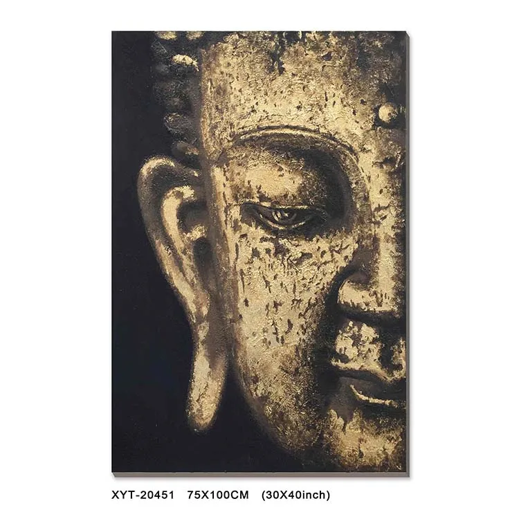 Abstract contemporary Handmade Wall art Decorative gold foil Artwork 3d buddha Oil Painting on Canvas