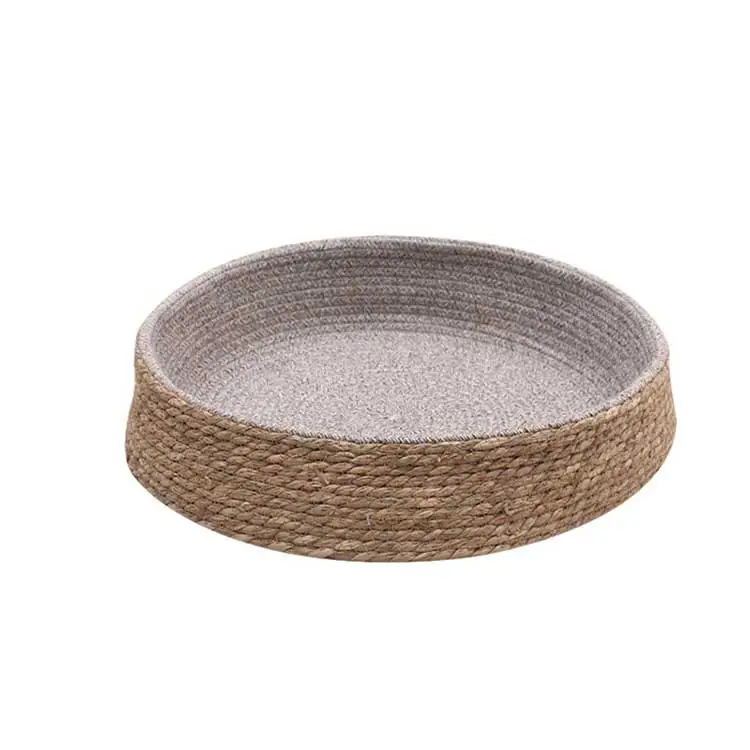 
Wholesale High Quality Chew Proof Durable Flat Willows Weave Round Cat Dog Wicker Bed Rattan Cat Bed 