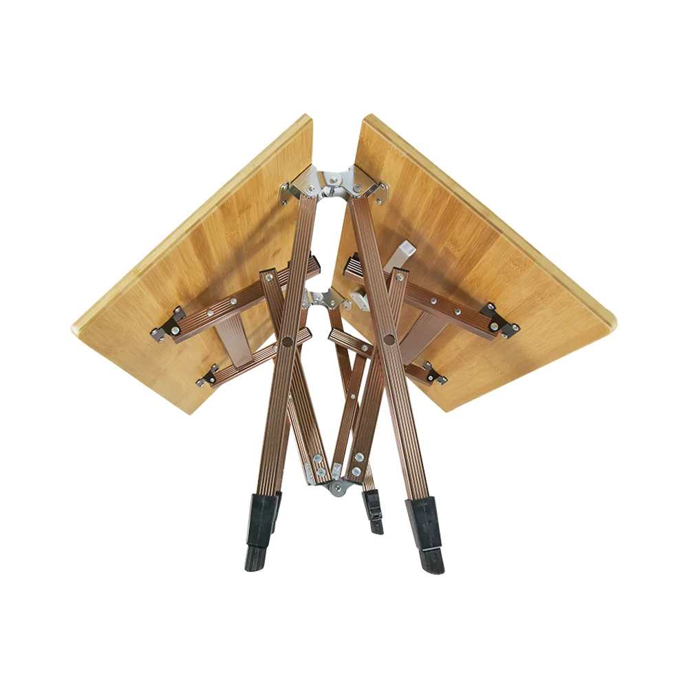 Custom Outdoor Furniture Bamboo Wooden Portable Folding Camping Wood Roll Table for Beach Picnic Camping