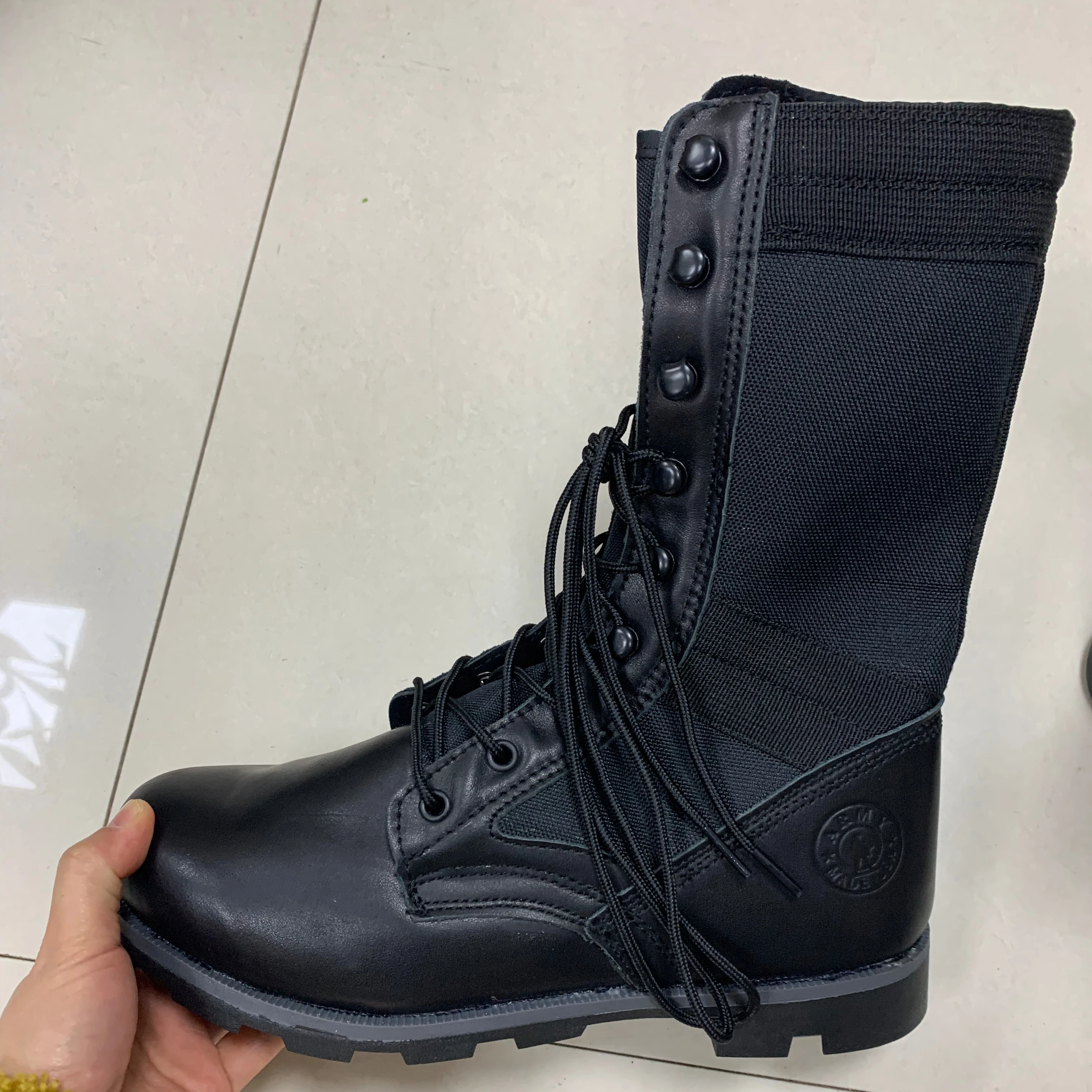 Ghana Jungle Tactical Black Full Grain Leather  Training Hiking Strong Boots