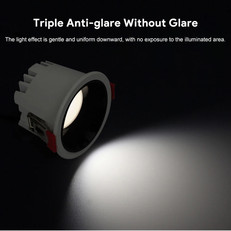 Smart Control Anti-Glare Design Black White Aluminum 12w 18w 24w Dimmable Cct Change Smart Led Recessed COB Downlight