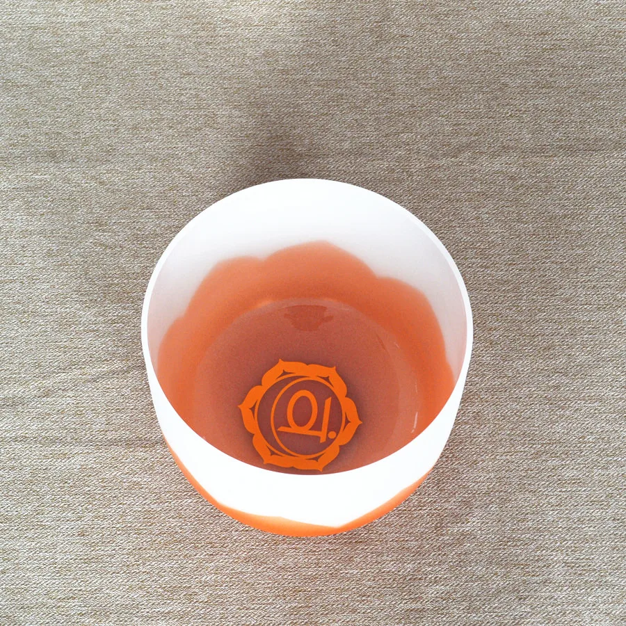 HF Chakra Tuned 432Hz 440Hz Chakra Lotus Design Quartz Crystal Singing Bowls Set with free mallet and o-ring