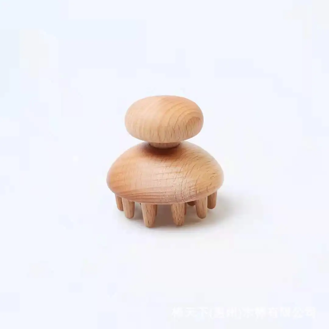 Wooden Round Mushroom Scalp Massage Wood Therapy Tools