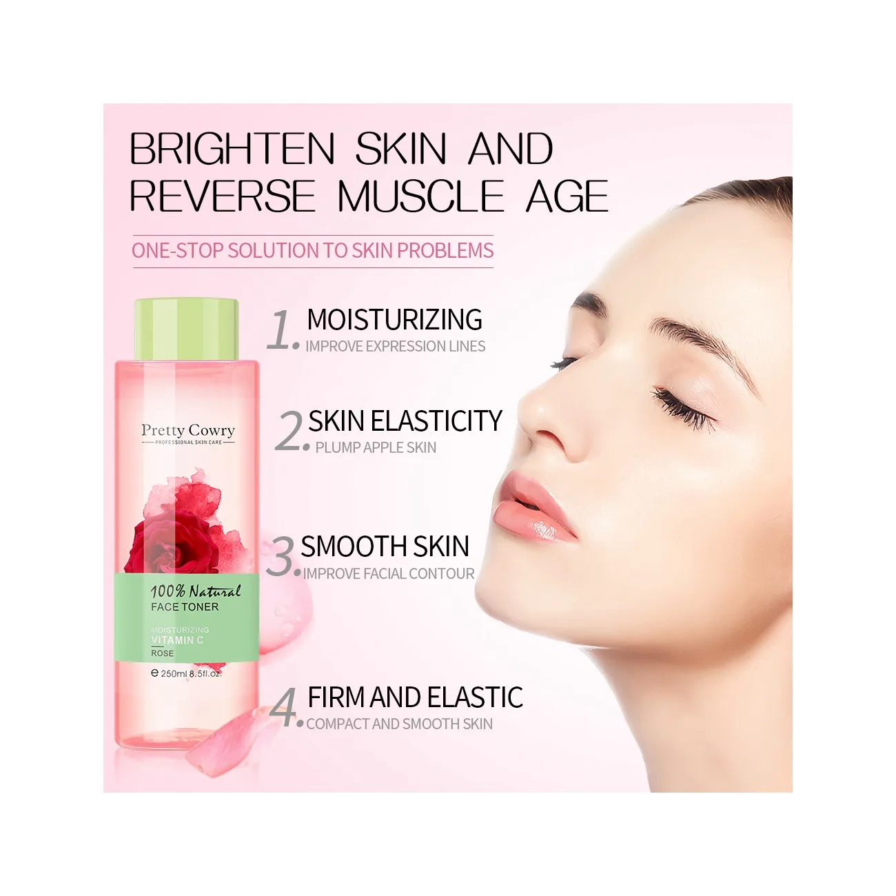 Alibaba supplier skin care cosmetics beauty brand softener fragrance-free and facial toner 250ml