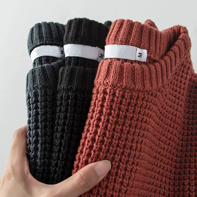 Fashion Unisex Crew Neck Thick Knitted Knitwear Custom Men Oversize Plain Crewneck Winter Pullover Cable Waffle Knit Sweater