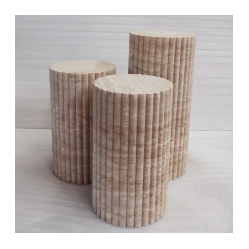 SHIHUI New Arrivals Product Stone Home Furniture Beige Round Shape Natural Yellow Travertine Plinth