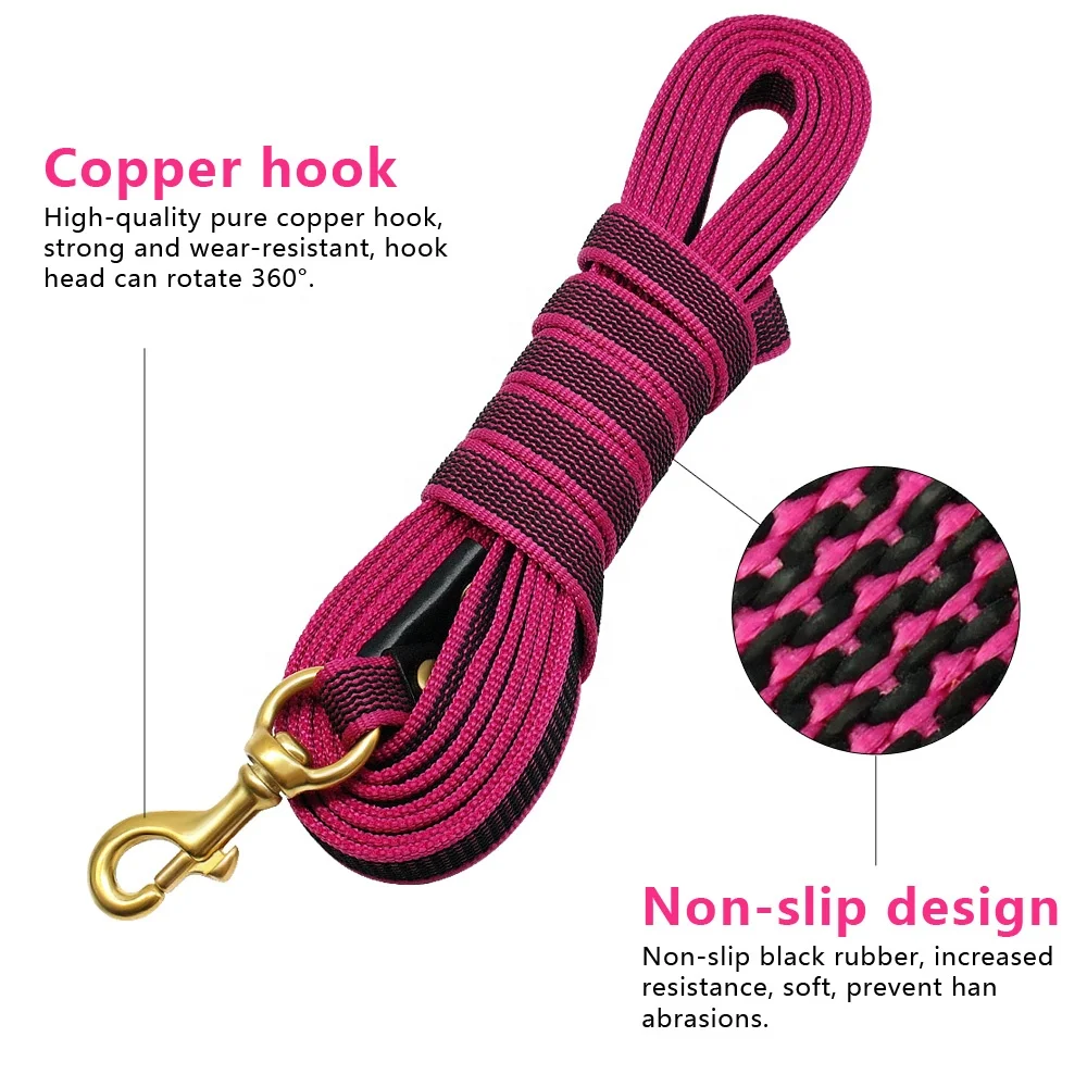 Custom Logo Dog Tracking Lead With PP Webbing, Anti Slip Grip Dog Leash for Training