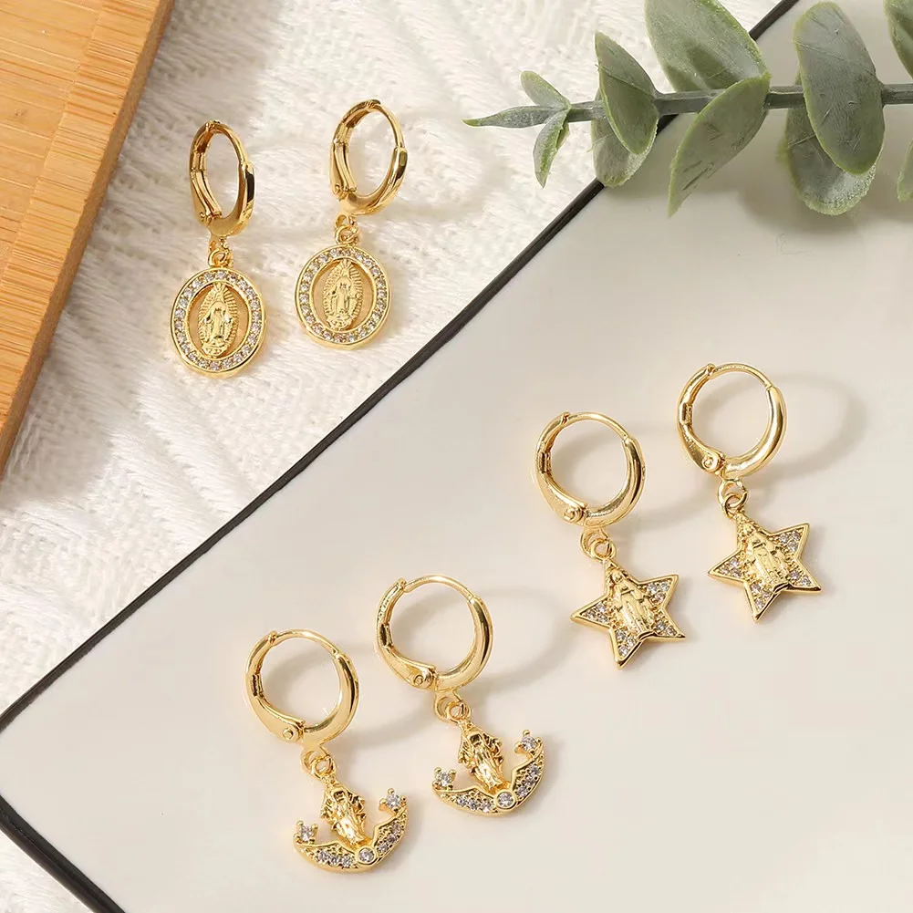 18k 14k gold religious  plated wholesale fancy small gold earrings woman 2015 /ladies earrings designs pictures designs for part