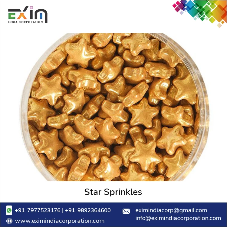 World Wide Selling Top Quality Ice-Cream and Sundaes Decoration Gold Color Sugar Star Sprinkles
