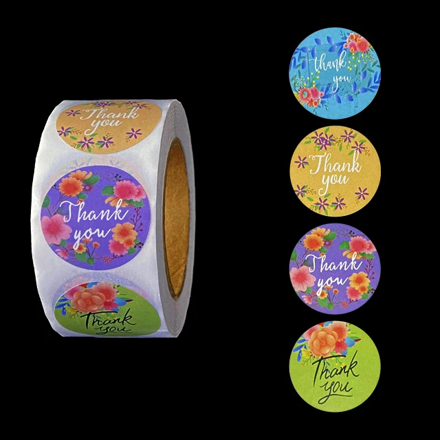 Thank You Stickers 1.5 Inch Round Golden Foil Paper Business Letters Wedding Envelope Seal Birthday Gift Packaging Labels