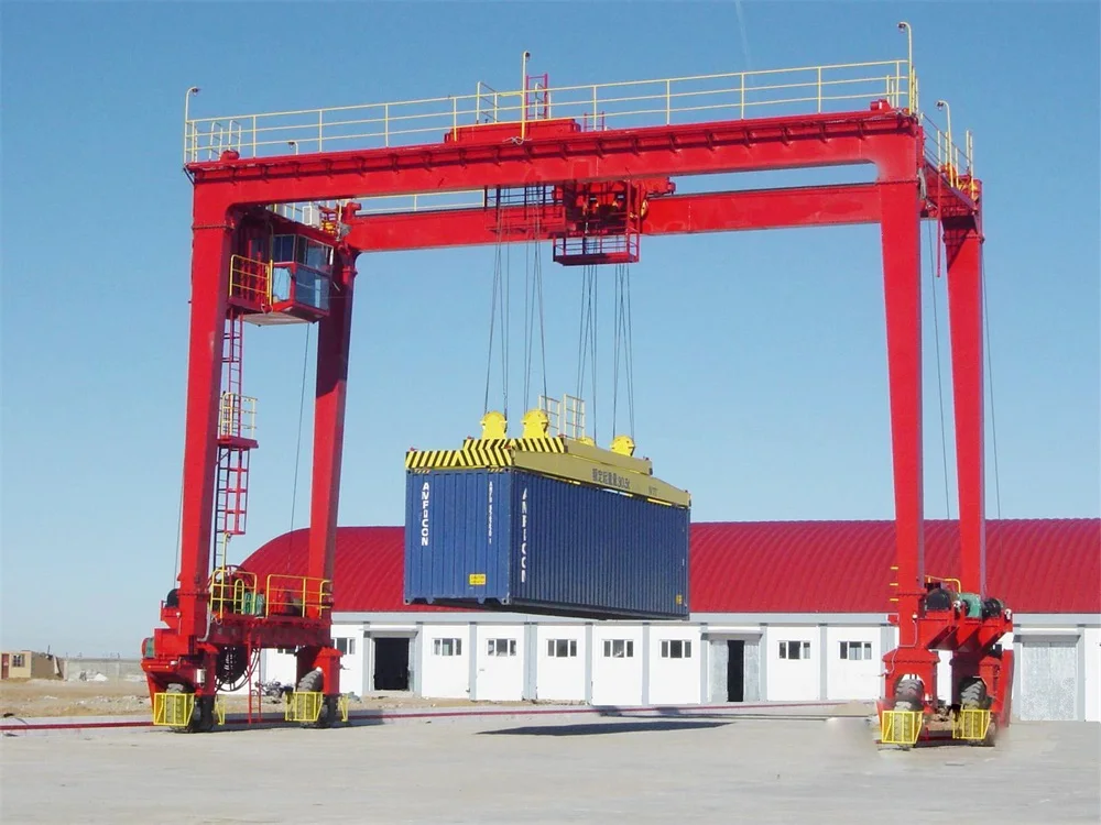 injection mold lifting crane gantry type 01 container double girder rubber tire gantry crane gantry crane 20 ton