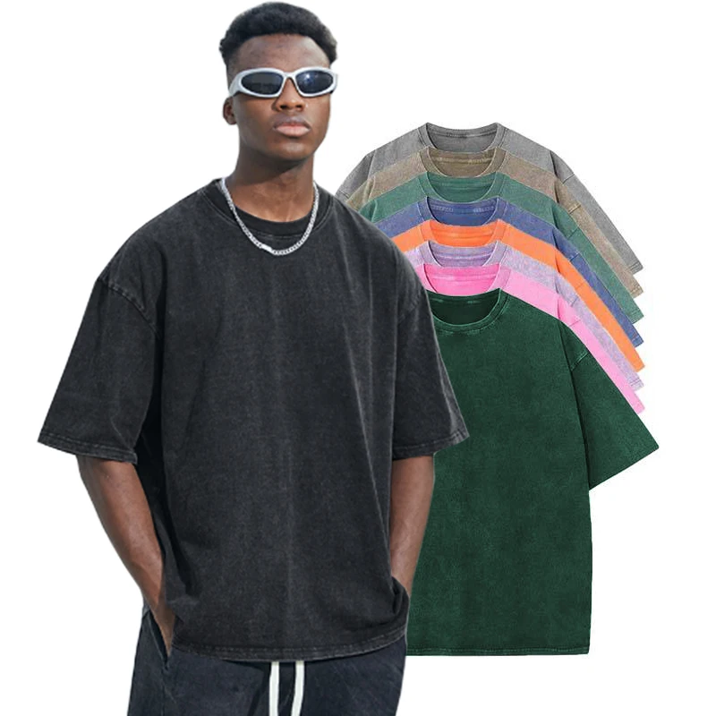 2023 Spring and Summer New Arrivals Fried Snowflake Batik Washed T-Shirt High Street Retro Trendy Brand Short-sleeved T-Shirt