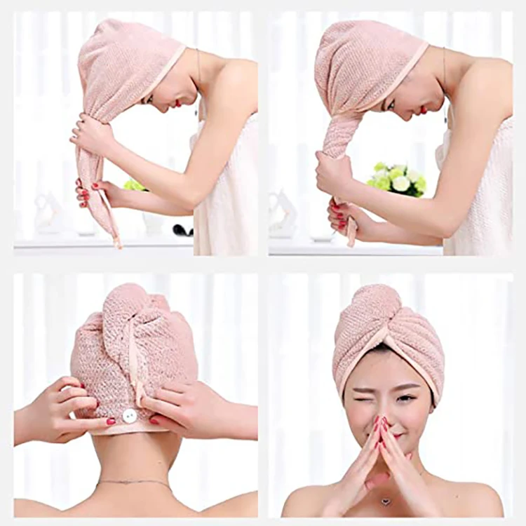Wholesale Stock Custom Microfiber Hair Towel Microfiber Quick Drying Absorb Water Hair Turban Microfiber
