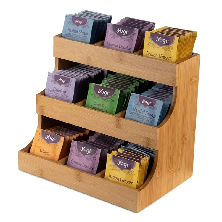 Wholesale New Multifunctional Natural Bamboo Wooden Space Saving Kitchen Seasoning Tea Bag Packaging Box