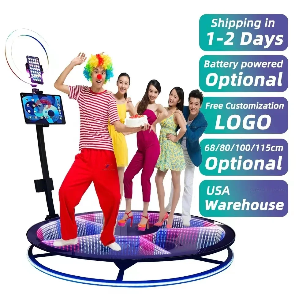 Glass Video Camera 360 Photobooth Automatic Spinning 360 Photo Booth Ca Rental With Battery Optional Led Inflatable For Party
