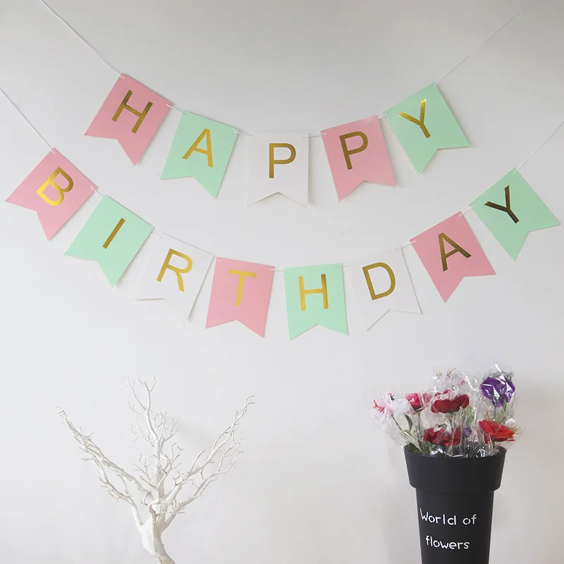 Party Festival Decoration Happy Birthday Banner Letter Fishtail Flag Party Supplies Birthday Banner